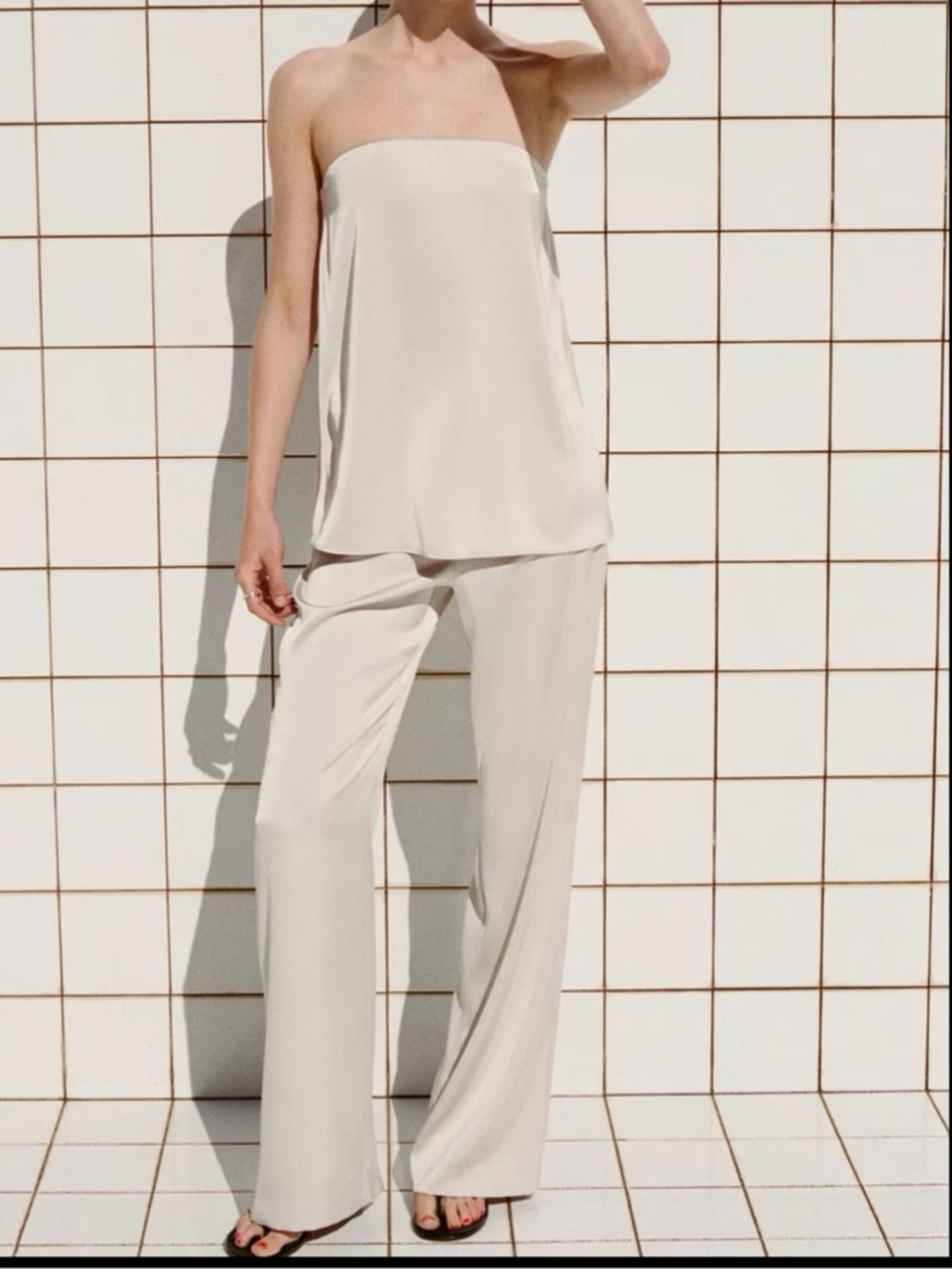 Zara Cream Satin Pants